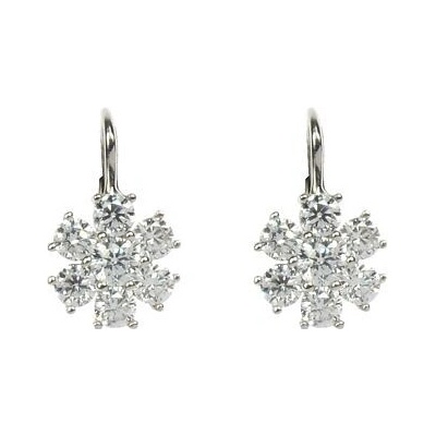 INFINITYSILVER Stříbrné zirkonové náušnice LUISA 2 kytky bílé KE24BZp