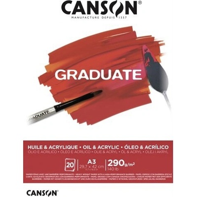 Canson Papír na akryl a olej Graduate Oil & Acrylic blok A3 290g, 20 listů