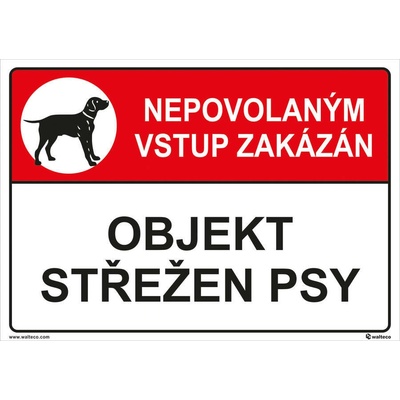 Walteco Objekt strážený psami 210x148mm, formát A5, plastová tabuľka Množstvo: 1 ks , 20118