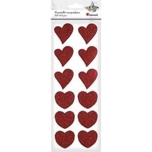 TITANUM Foil stickers heart mix size. red 12pcs - mallbg - 20,40 лв