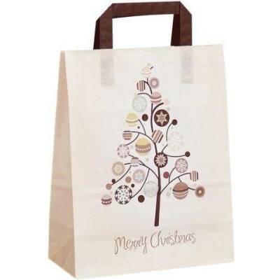 Vánoční taška s motivem Merry Christmas 220x100x280 mm s plochým uchem