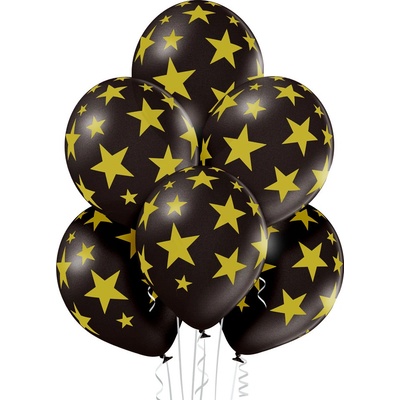 Belbal Balónky černé s potiskem zlaté hvězdy 30 cm