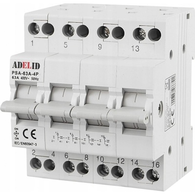 Přepínač Adelid 63 A 400 V 4P šedý IP20