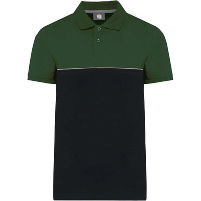 Unisex eco-friendly dvoubarevná polokošile Three lesní zelená černá