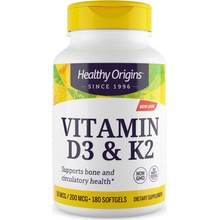 Healthy Origins Vitamin D3 a K2 2000 IU 200 mcg 180 kapslí