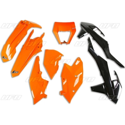 UFO kompletní sada plastů KTM EXC/EXC-F TPI 17-19 s krytem světla barva OEM (oranžová/černá) (KT523E999)