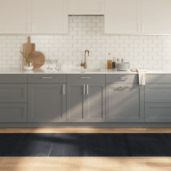 Image 1 of vidaXL Килим, правоъгълен, черен, 80x300 см, бамбук (376780)