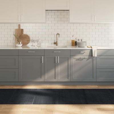 vidaXL Килим, правоъгълен, черен, 80x300 см, бамбук (376780)