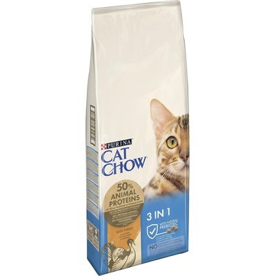 Purina CAT CHOW Special Care 3in1 - пълноценна храна против зъбен камък, образуване космени топки и за здрав уринарен тракт - с Пуешко