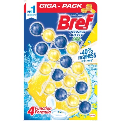 Bref Power Aktiv WC blok Lemon tuhý WC blok 4 x 50 g