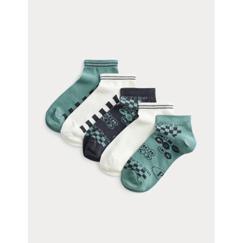 Marks & Spencer Къси чорапи Trainer Liners Gaming, 5 чифта в опаковка (6 малко - 7 голямо) Marks & Spencer зелено Marks & Spencer | Zelen | Момчешки | 6-8+