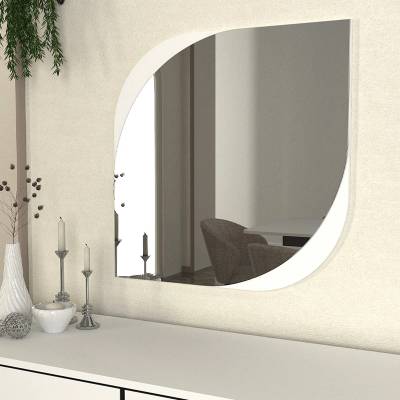 TopMebel Лава меламиново огледало в бял цвят 70x2.2x70см