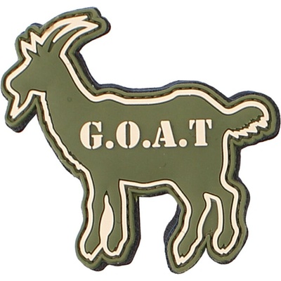 Gumová nášivka 101 Inc nápis G.O.A.T. (GOAT) - olivová