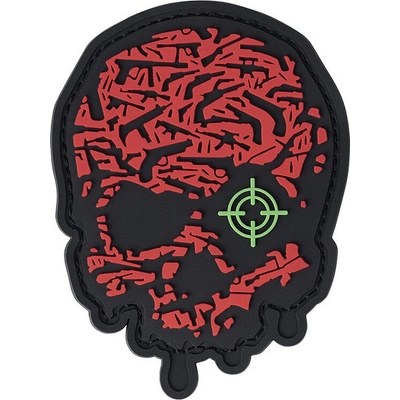 Gumová nášivka 101 Inc Target Eye Skull - červená-čierna