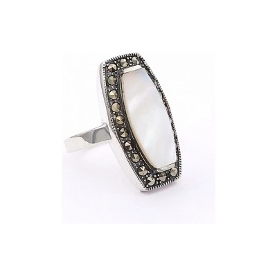 Zlato-Minerály Stříbrný prsten perleť a markazit ST05720sd59