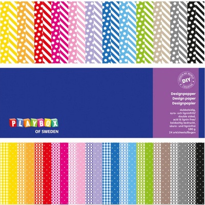 Playbox Farebné papiere obojstranné 24 listov 305 x 305 mm