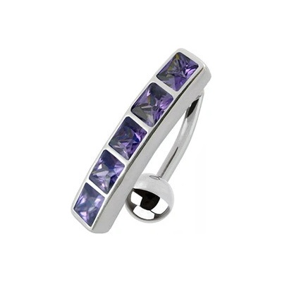 Šperky4U stříbrný piercing do pupíku se štítem obrácený BP01162-A