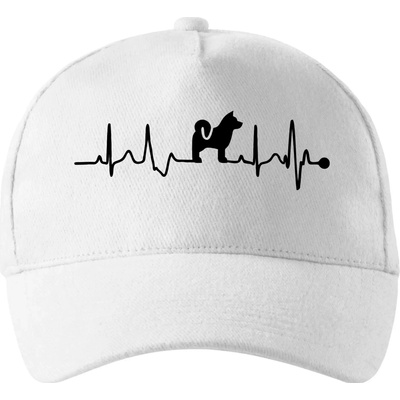 Shiba-Inu EKG so zahnutým šiltom a látkovou sponou Biela