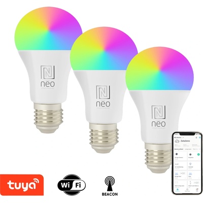 Immax NEO LITE SMART sada 3x žárovka LED E27 11W RGB+CCT barevná a bílá, stmívatelná, Wi-Fi, TUYA