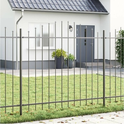 vidaXL Zahradní plot 3 pcs Šedá 170 x 165 cm Práškově lakovaná ocel