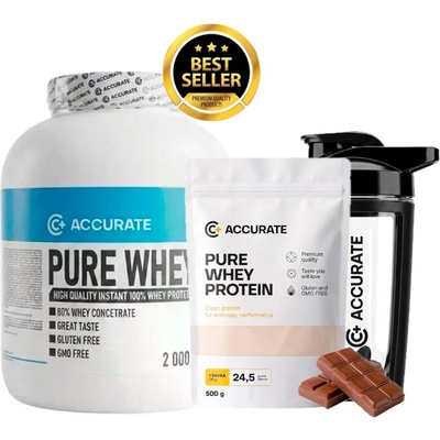 AKCE Accurate+ Pure Whey 2000 g + ZDARMA Pure Whey 500 g + Šejkr 500 ml
