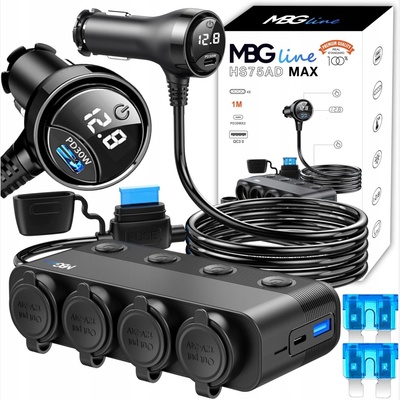 Rozdvojka do autozapaľovača MBG LINE HS75AD + Nabíjačka