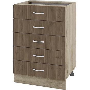 ИРИМ Долен шкаф с пет чекмеджета Сити АРО-29 дъб сонома арвен / орех адмирал 60 см