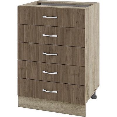 ИРИМ Долен шкаф с пет чекмеджета Сити АРО-29 дъб сонома арвен / орех адмирал 60 см