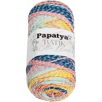 BELLATEX Priadza Papatya Cotton Blend batik 100 g, 1003 biela, oranžová, ružová