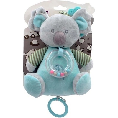Tulilo závesná plyšová hračka s hrkálkou Koala 18 cm sivá /mätová