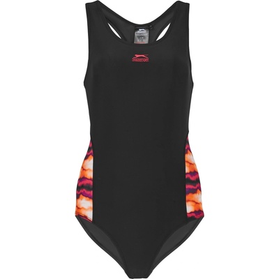 Slazenger Дамски бански костюм Slazenger Splice Racerback Swimsuit Womens - Black/Orange