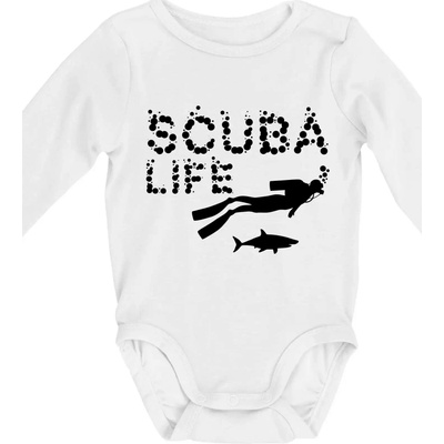 Scuba life Body dojčenské s dlhým rukávom biele