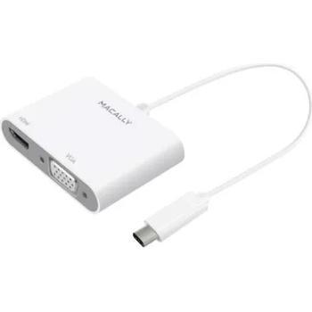 Macally USB-C to VGA and HDMI Adapter - адаптер за свързване от USB-C към VGA и HDMI 4K