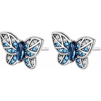 GRACE Silver Jewellery Jemné náušnice motýlci - stříbro 925/1000 E-PAE062/405 Modrá