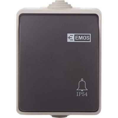 EMOS Vypínač FRENCH 250V/10A tlačítkový č.1/0 symbol "zvonek" IP54 1950011201