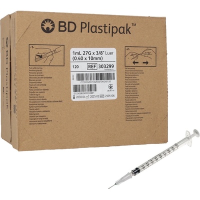 Becton Dickinson BD PLASTIPAK tuberkulinové stříkačky s jehlou 27G 1 ml 120 ks – Hledejceny.cz