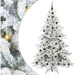 vidaXL Изкуствено коледно дърво с хингед Бяло 210 cm PVC и стомана (3397732)