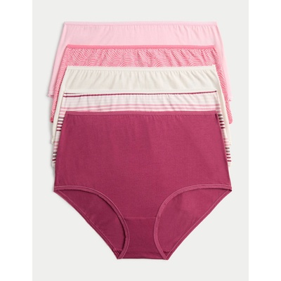 Marks & Spencer Слип с висок пас, от памук с материал Lycra, 5 броя Marks & Spencer розова Marks & Spencer | Rozov | ЖЕНИ | 6