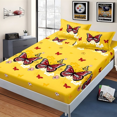 EmonaMall Долен чаршаф с ластик и две калъфки (за матрак от 80x200 до 90x200) EmonaMall, 3 части - Модел S17233 (S17233-1500c2)