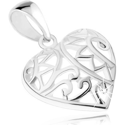 Šperky eshop Přívěsek souměrné srdíčko s filigránovým zdobením stříbro 925 SP37.27