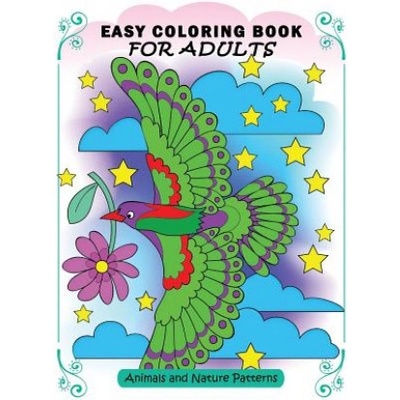 Easy Coloring Book for Adults: Colorful Nature Flowers and Animals for Senior