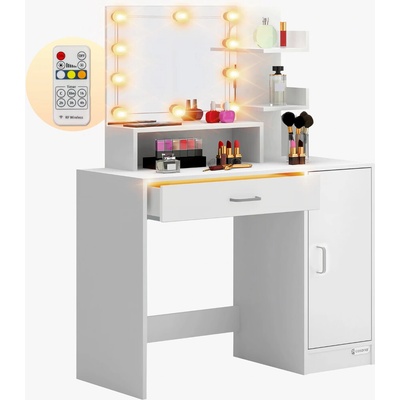 Deuba Jocelyn toaletní stolek s LED osvětlením 140 x 90 x 40 cm bílá – Zboží Mobilmania