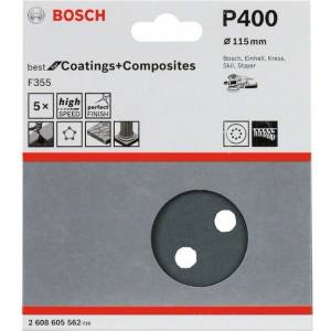 Bosch Шлайфхартия bosch f355, пакет от 5 бр. 115 мм, 400 2608605562 (2608605562)