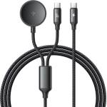 Xmart Кабел Xmart 2 в 1 USB-C към магнитно зарядно за Galaxy Watch и USB-C 60W, 1.2м, Черен (25043)