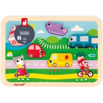 Janod Дървен пъзел за най-малките Транспортни средства Chunky