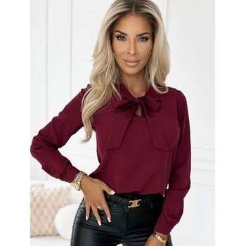 Numoco Виненочервена блуза с дълъг ръкав и връзка отпред Numoco numoco | Kafyav | ЖЕНИ | XS