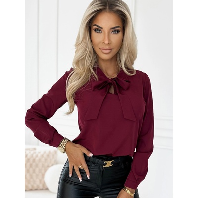 Numoco Виненочервена блуза с дълъг ръкав и връзка отпред Numoco numoco | Kafyav | ЖЕНИ | XS