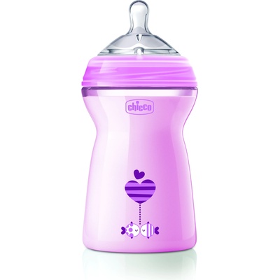 Chicco Бебешко шише за хранене Chicco - Natural Feeling РР, за момиче, 330 ml, 6 m+ (N0244)