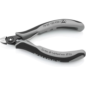 KNIPEX Клещи диагонални резачки, черно-сива ръкохватка 120мм, ESD, с отваряща пружина, Knipex (K7902120ESD)