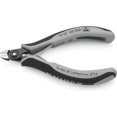 KNIPEX Клещи диагонални резачки, черно-сива ръкохватка 120мм, ESD, с отваряща пружина, Knipex (K7902120ESD)
